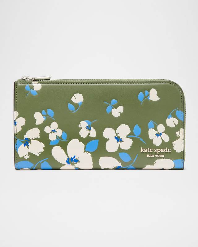 devin painterly bouquet embossed leather continental wallet